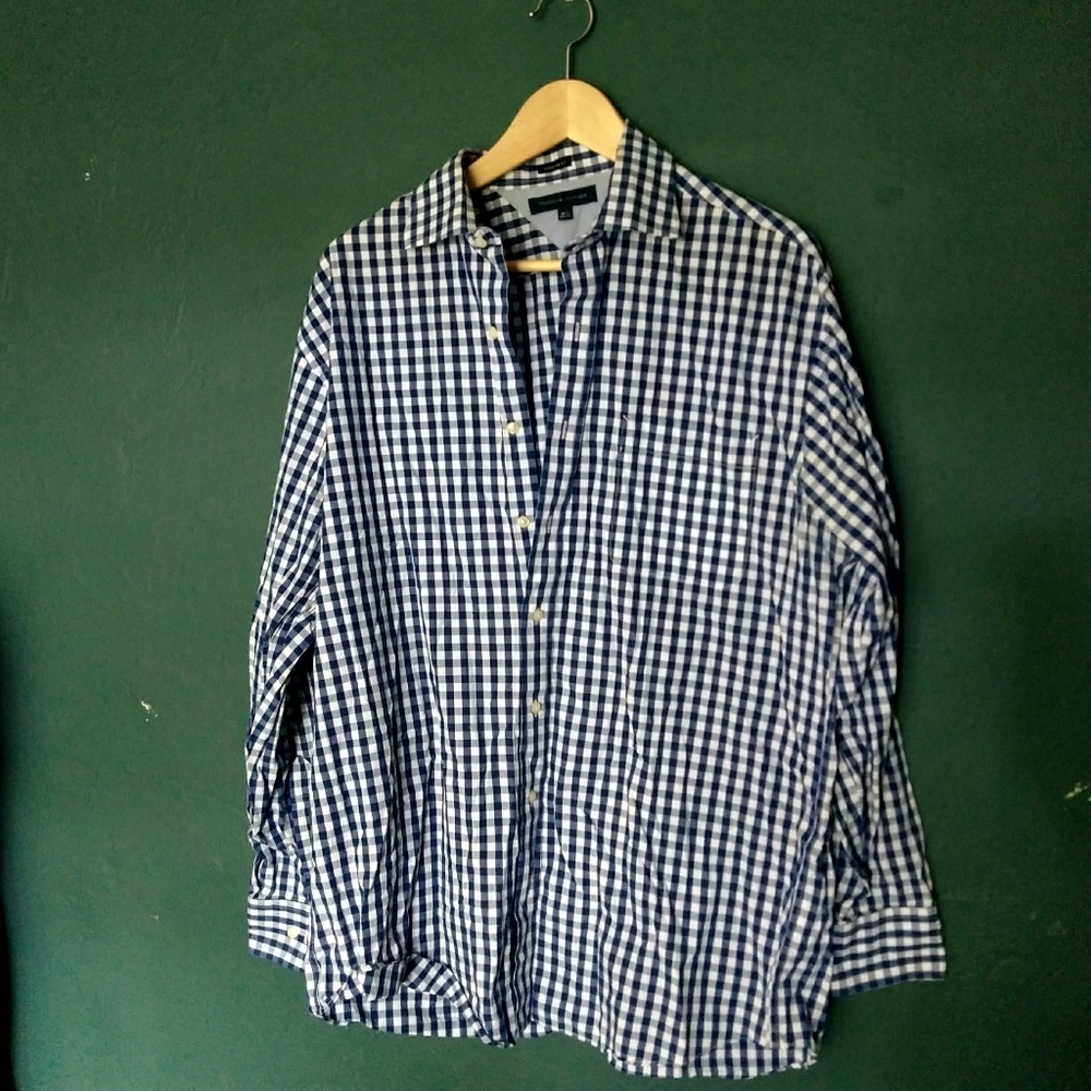 Tommy Hilfiger Mens Dress Shirt Blue 16.5 X 34-35